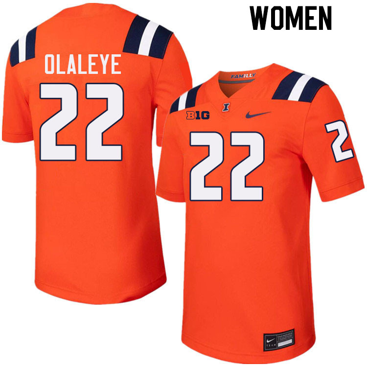 Women #22 Petey Olaleye Illinois Fighting Illini College Football Jerseys Stitched-Orange